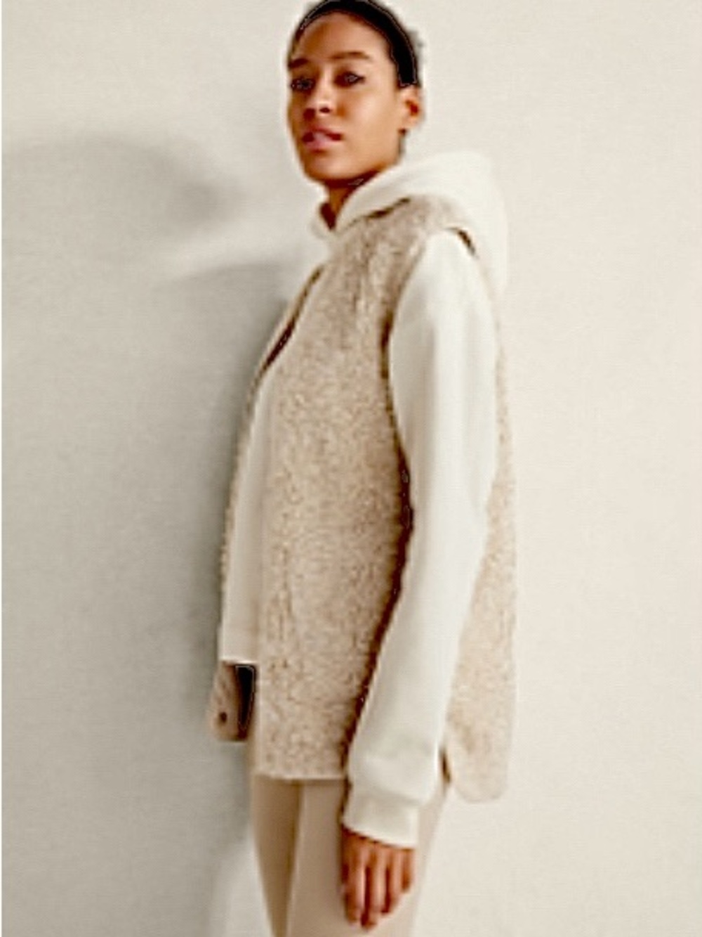 Haven Well Within Button Front Sherpa Vest in Birch
